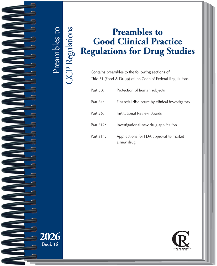 Book 16:  2026 Preambles to Good Clinical Practice Regulations