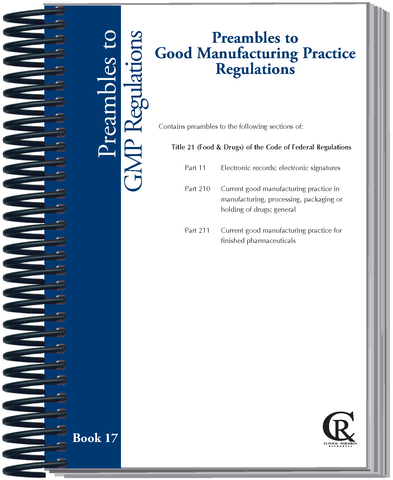 Book 17:  2026 Preambles to Good Manufacturing Practice Regulations