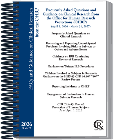 Book 22:  2026 Frequently Asked Questions and Guidance on Clinical Research from the OHRP