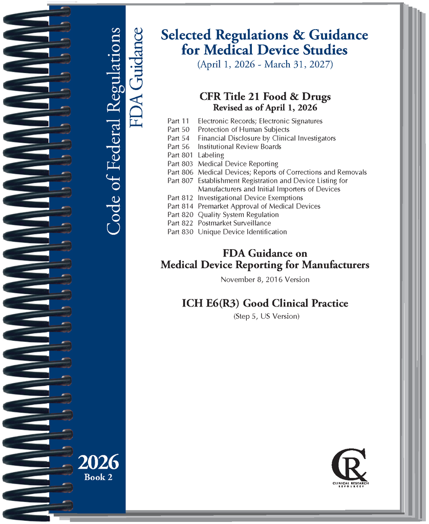 Book 2:  2026 Selected Regulations and Guidance for Medical Device Studies <span style="color: #b70202">(With FDA/ICH GCP E6(R3))</span>