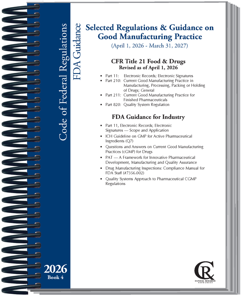Book 4:  2026 Selected Regulations/Guidance on Good Manufacturing Practice