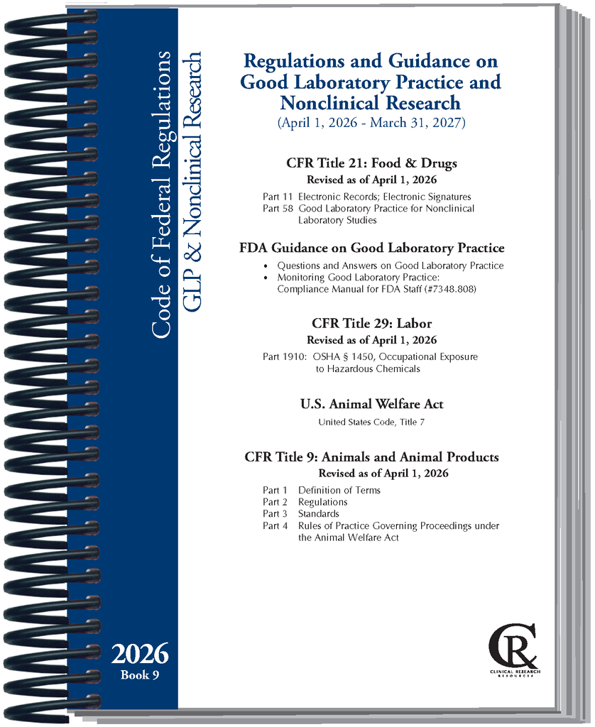 Book 9:  2026 Regulations/Guidance on Good Laboratory Practice and Nonclinical Research