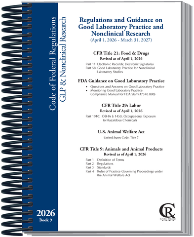 Book 9:  2026 Regulations/Guidance on Good Laboratory Practice and Nonclinical Research