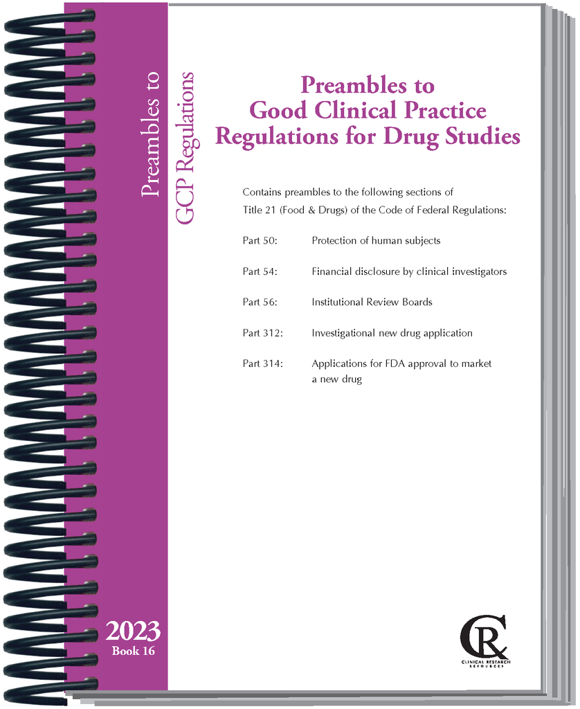 Book 16:  2023 Preambles to Good Clinical Practice Regulations