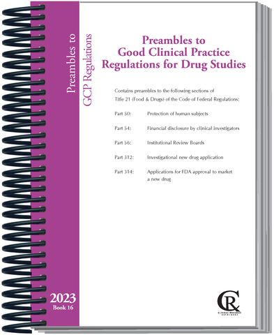 Book 16:  2023 Preambles to Good Clinical Practice Regulations