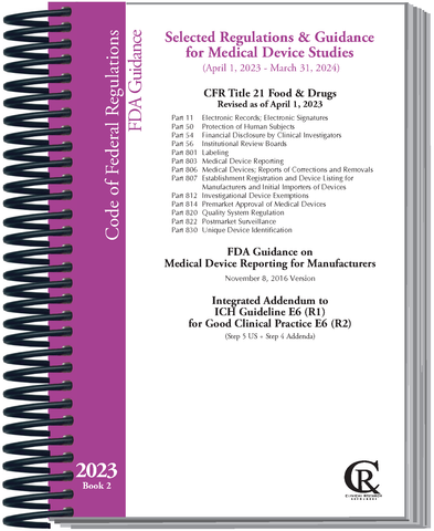Book 2:  2023 Selected Regulations and Guidance for Medical Device Studies